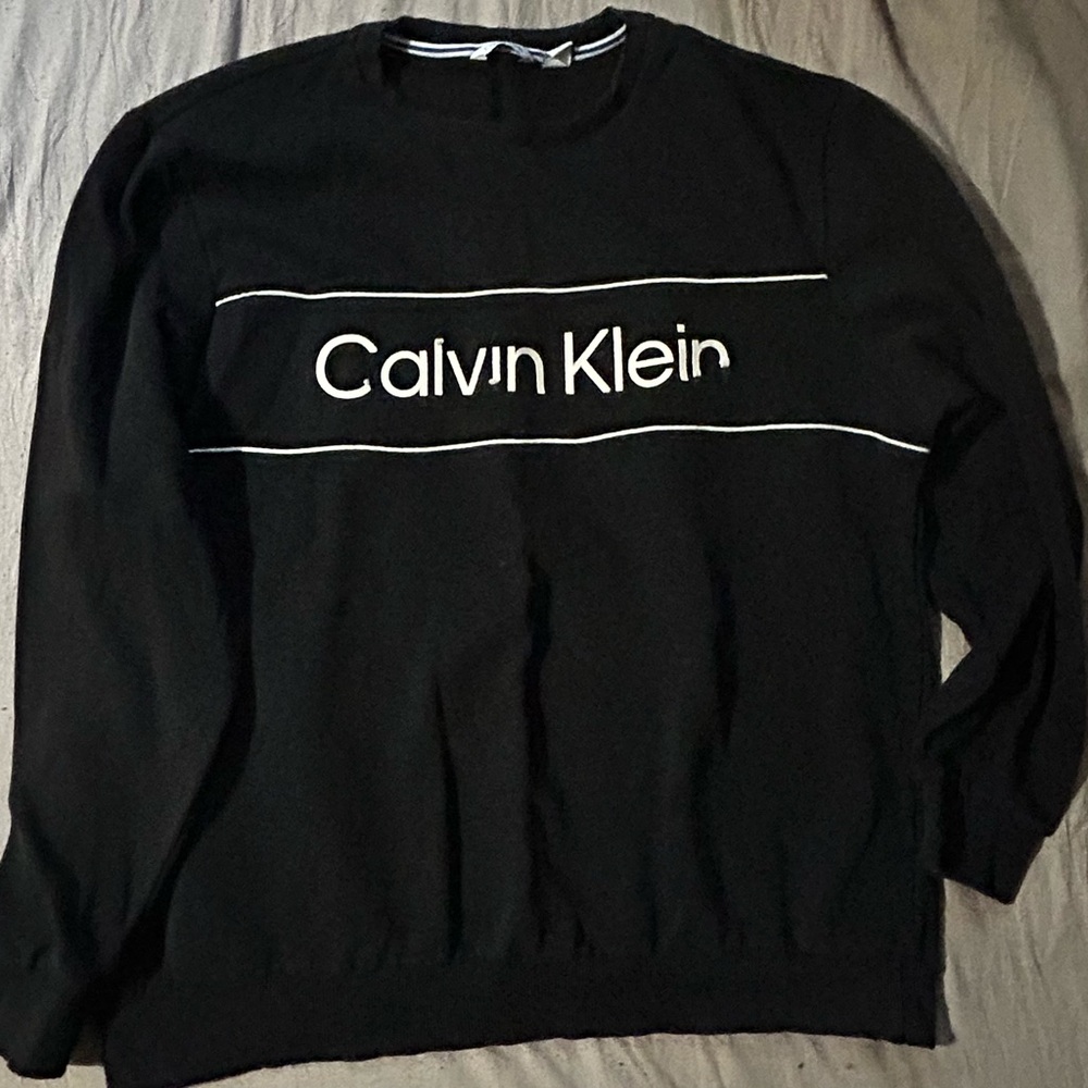 Calvin Klein Black Crewneck Sweater Minimalist Design